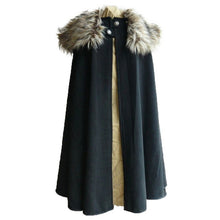 Load image into Gallery viewer, MJARTORIA Game of Thrones Medieval Men's winter Viking Cape Coat Ranger Coat Gothic Style Fur Collar Cape Cloak Jon snow costume